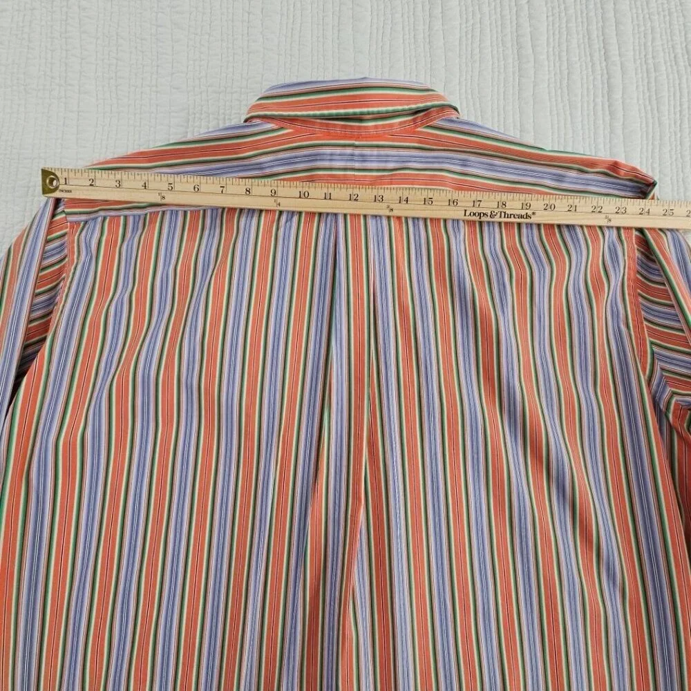 Polo Ralph Lauren Classic Fit Button‎ Down Shirt Men's 4XLT Orange Blue Stripe